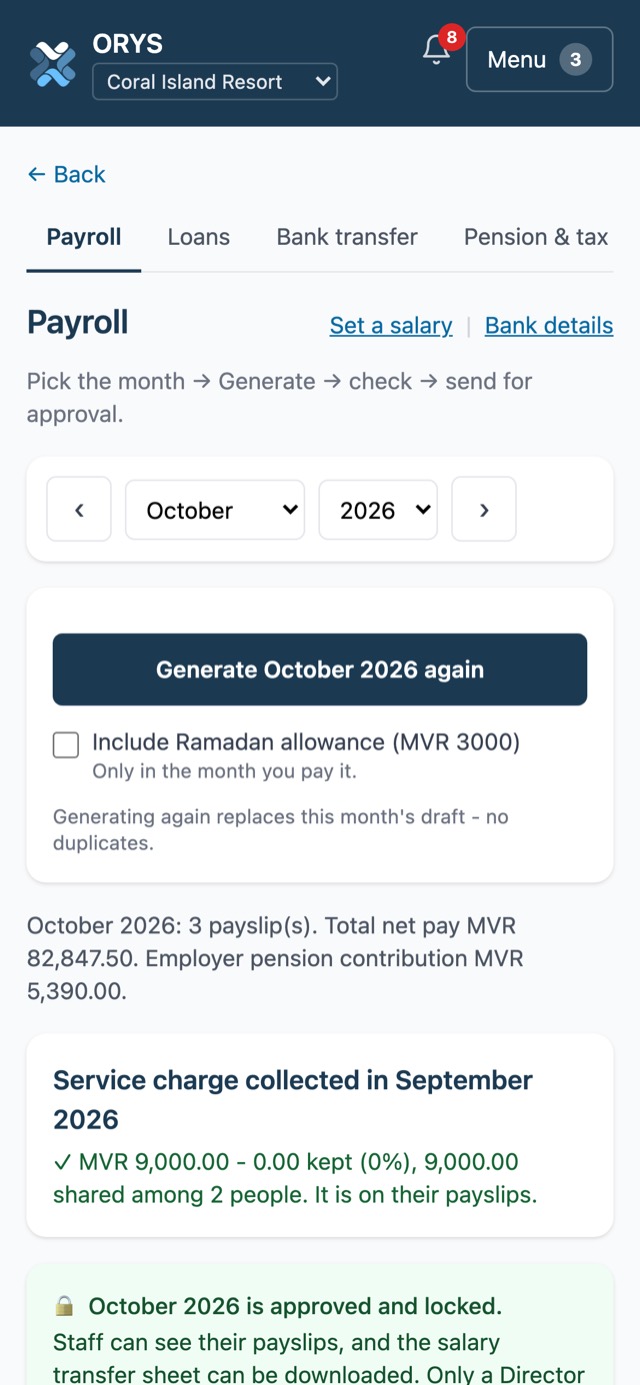 Payroll checked, approved and bank-ready.