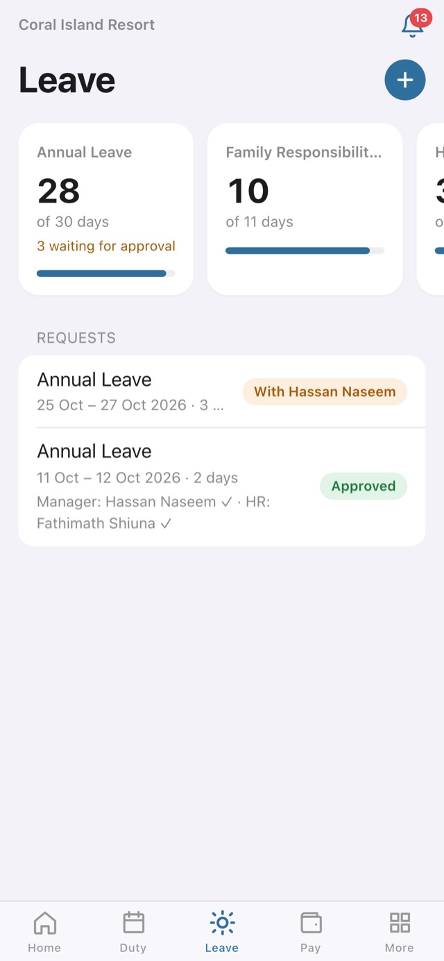 The staff app: Leave